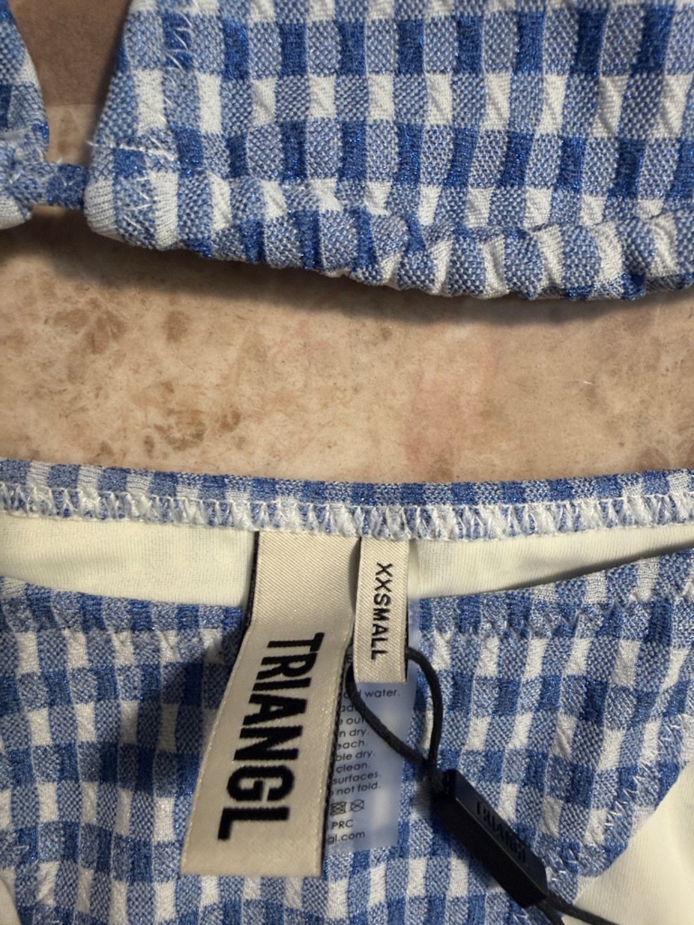 triangl swimwear Blue Gingham Triangle Bikini Set - Picture 2 of 9